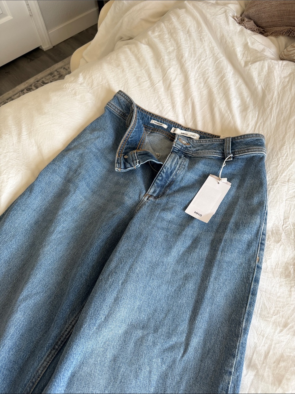 Mango Catherine Culotte Light Blue High-Rise Straight Jeans
